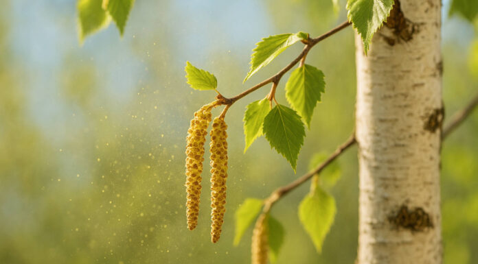 Kotki brzozy i widoczne w powietrzu pyłki w kontekście alergii