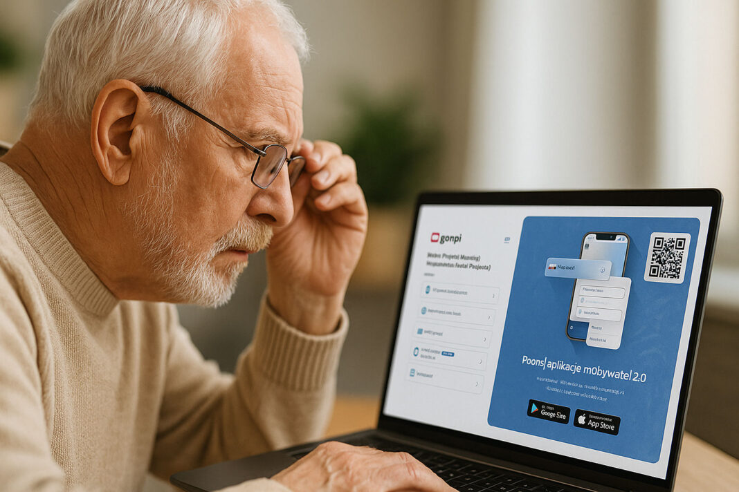 Emeryt próbujący zalogować się do Internetowego konta pacjenta