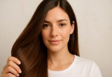 Kobieta ze zdrowymi, wzmocnionymi włosami