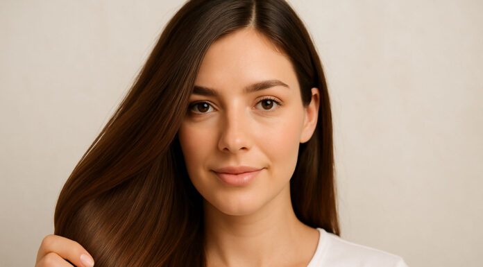 Witaminy i suplementy diety wzmacniające włosy Kobieta ze zdrowymi, wzmocnionymi włosami