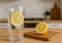Woda z cytryną w kuchni