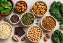 Produkty bogate w magnez - jarmuż, orzechy włoskie, migdały, szpinak i inne