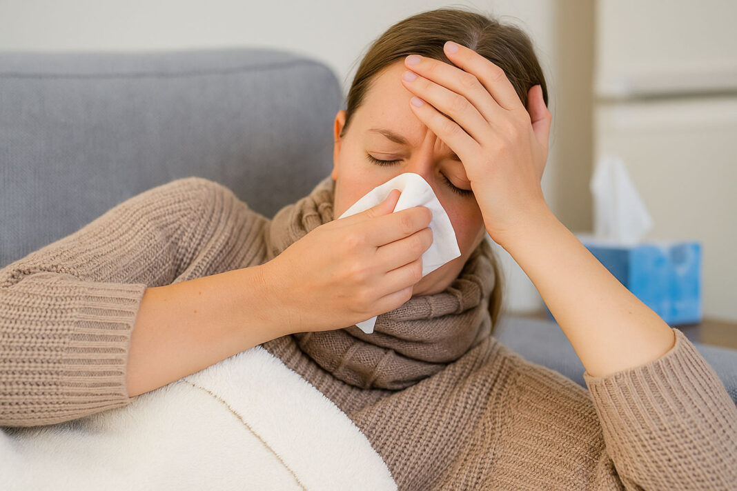 Kobieta wykazująca objawy grypy typu B