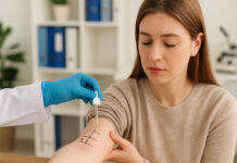 Kobieta robiąca u lekarza testy alergiczne