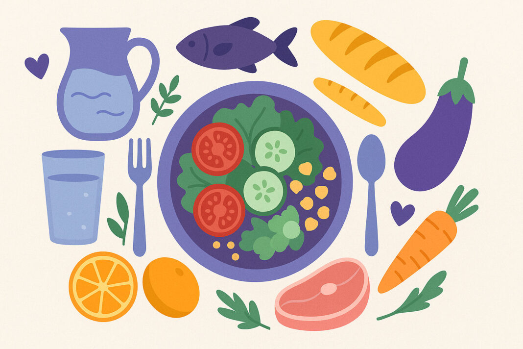 Rysunek przedstawiający zasady zdrowego żywienia