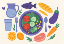 Rysunek przedstawiający zasady zdrowego żywienia