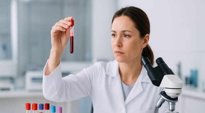 Lekarka badająca krew - cholesterol i trójglicerydy