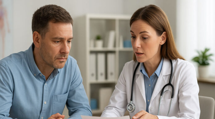 Mężczyzna po 40-tce podczas badań