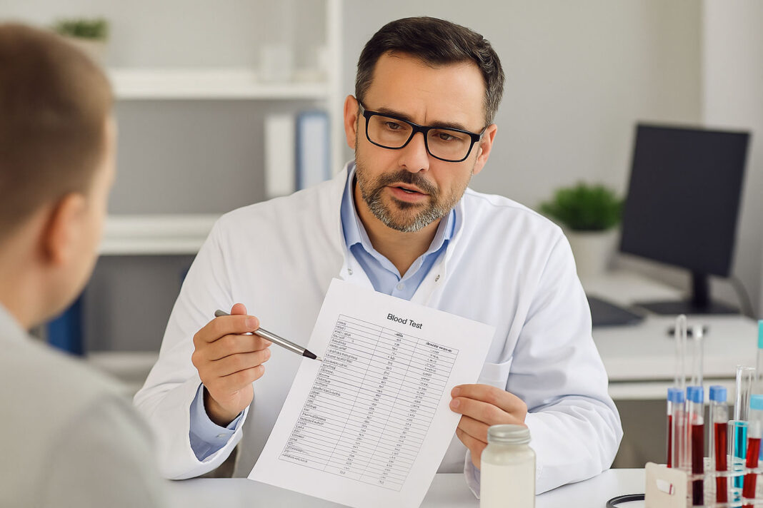 Lekarz omawiający badanie OB