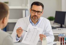 Lekarz omawiający badanie OB