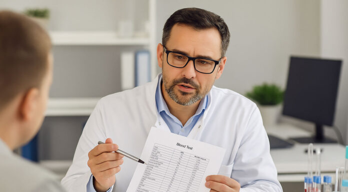Lekarz omawiający badanie OB