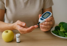 Kobieta mierząca poziom cukru