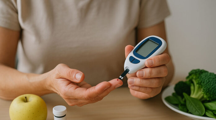 Kobieta mierząca poziom cukru