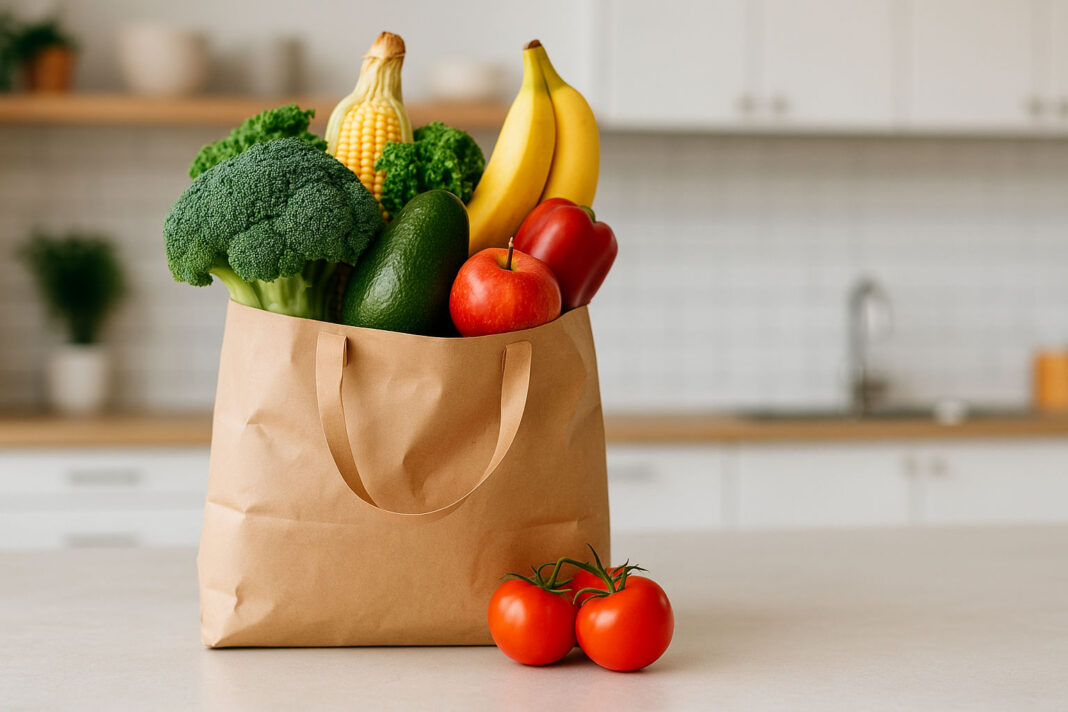 Produkty zalecane przy diecie cukrzycowej w torbie na zakupy