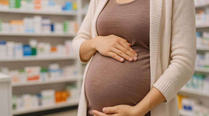 Kobieta w ciąży w aptece
