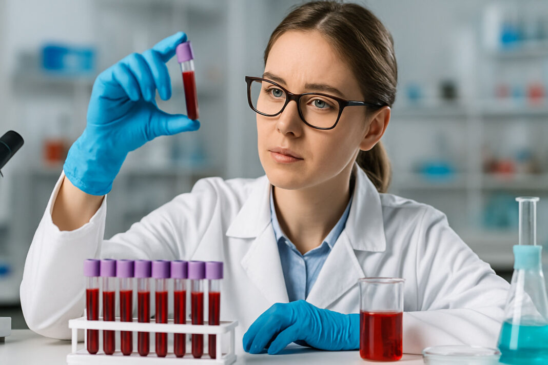 Kobieta przeprowadzająca morfologię krwi