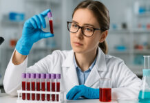 Kobieta przeprowadzająca morfologię krwi