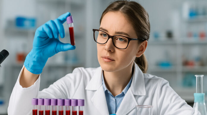 Kobieta przeprowadzająca morfologię krwi