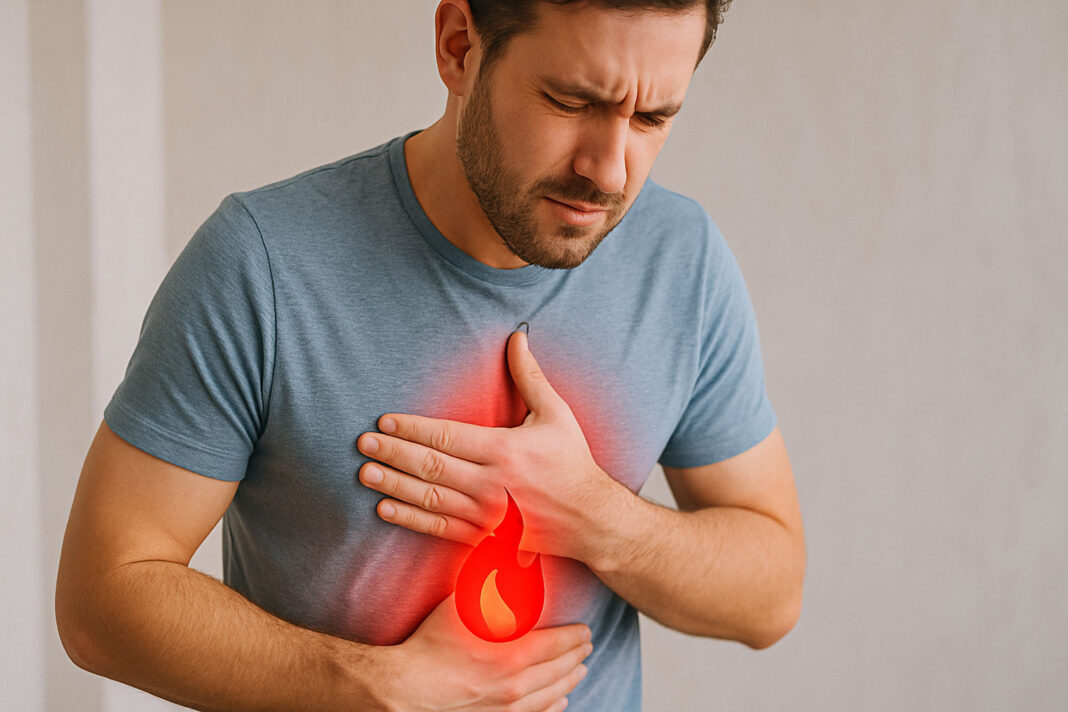 Mężczyzna z refluksem żołądkowym