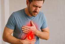 Mężczyzna z refluksem żołądkowym