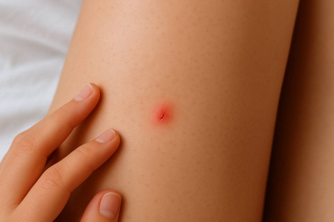 Wrastający włosek na udzie