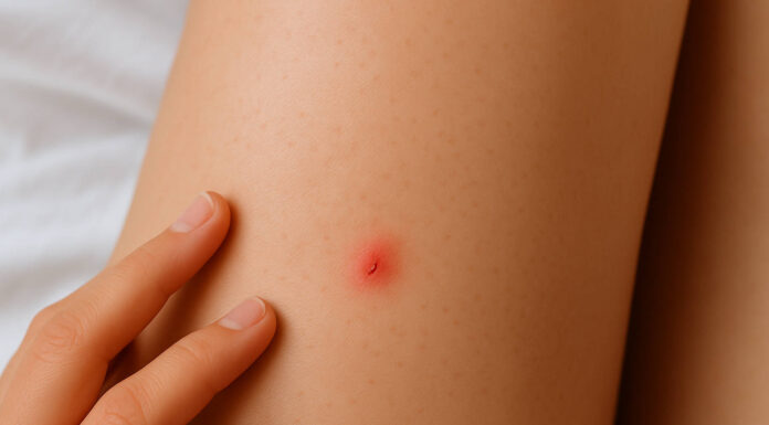 Wrastający włosek na udzie