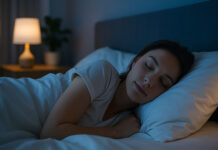Zdrowy sen, kobieta śpiąca w sypialni