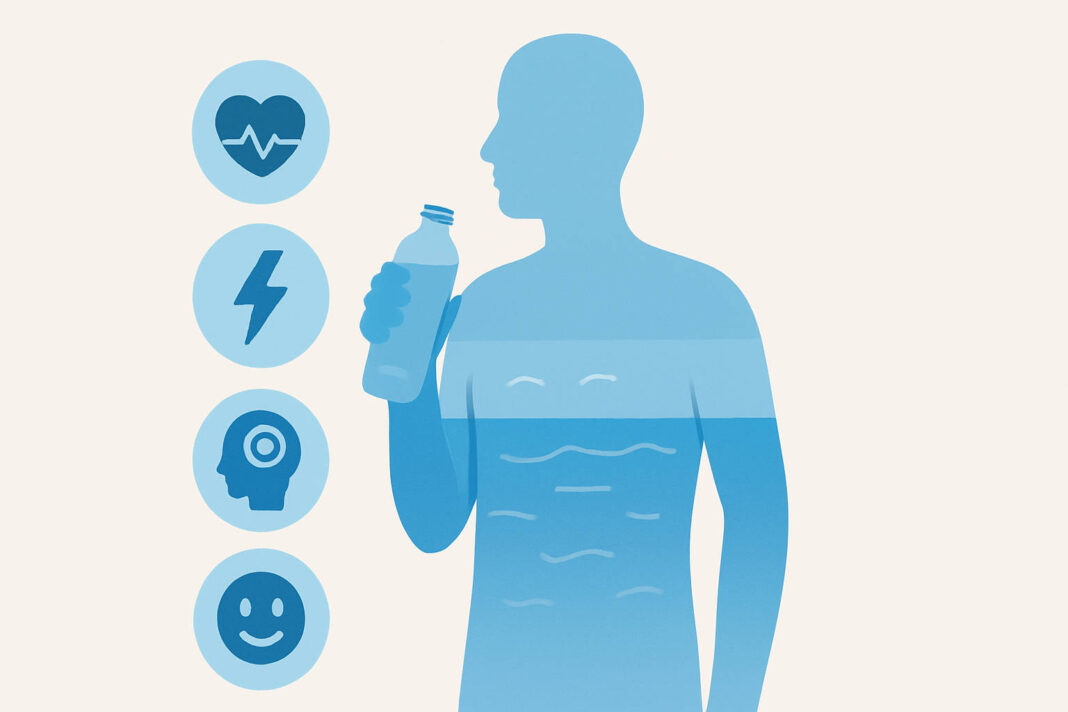 ile-wody-pic-dziennie Infografika człowieka i jego poziomu nawodnienia