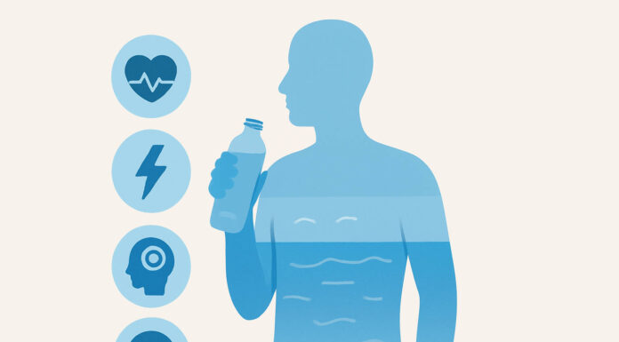 Infografika człowieka i jego poziomu nawodnienia