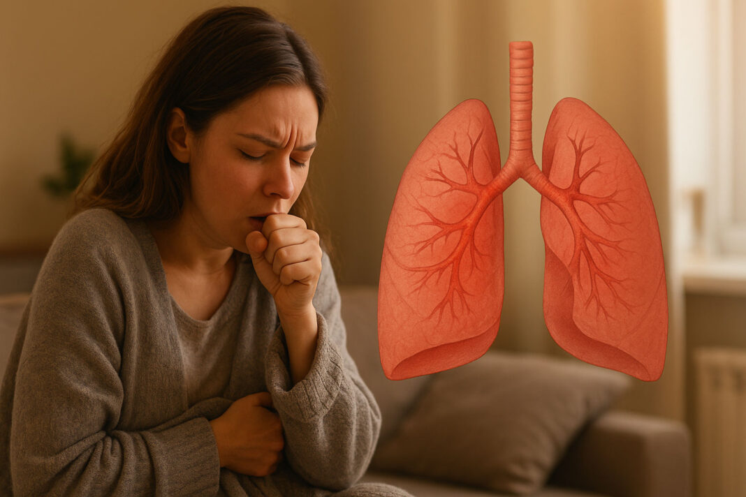 Kobieta chora na zapalenie oskrzeli