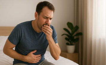 Zatrucie pokarmowe: co robić krok po kroku, by szybko wrócić do formy Mężczyzna z zatruciem pokarmowym