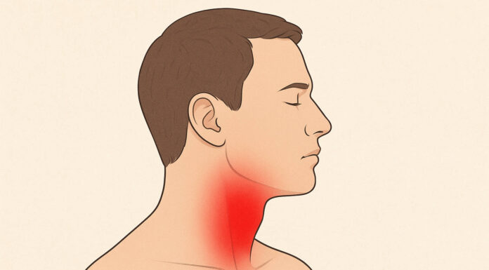 Ból gardła? Sprawdzone sposoby domowe i skuteczne leki Ilustracja mężczyzny z bólem gardła