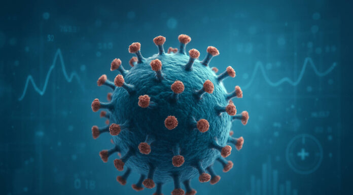 Wizualizacja wirusa grypy pod mikroskopem, 3d