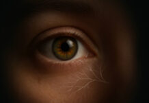 Ilustracja oka symbolizująca jaskrę i ograniczone widzenie