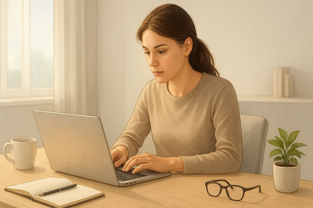 konfentracja Ilustracja kobiety pracującej z koncentracją