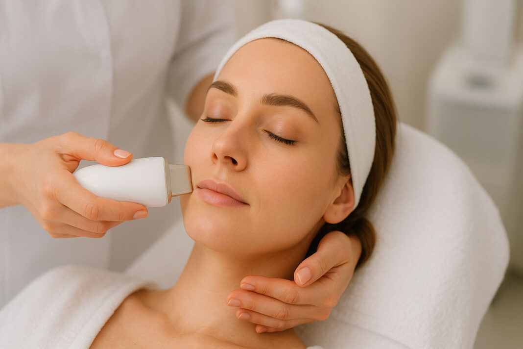 peeling-kawitacyjny Kobieta podczas zabiegu peelingu kawitacyjnego