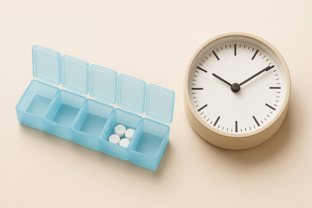 Pojemnik na leki wskazujący o pominięciu dawki