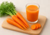 Marchew i sok z marchewki na desce
