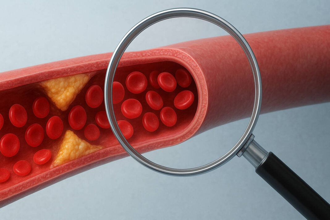 Zbliżenie na żyły i cholesterol blokujący przepływ krwi