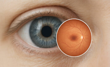 Zwyrodnienie plamki żółtej – choroba oczu po 50. roku życia Grafika ilustrująca chorobę zwyrodnienia plamki żółtej