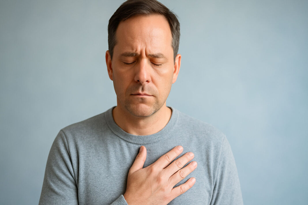 Mężczyzna w trakcie ataku paniki