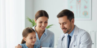 Badania immunologiczne – kiedy są potrzebne? Mama z dzieckiem w gabinecie lekarza wybierająca badania immunologiczne