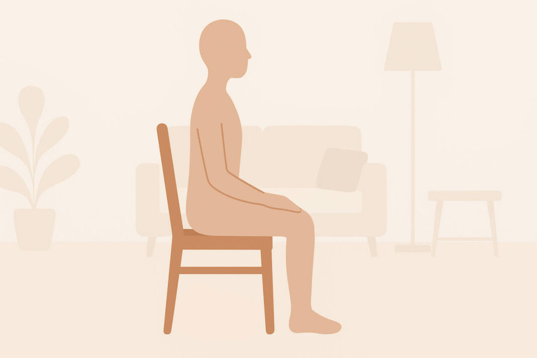 Ilustracja siedzącego człowieka w kontekście hemoroidów