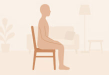 Ilustracja siedzącego człowieka w kontekście hemoroidów