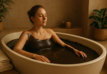 Kąpiel borowinowa – właściwości i wpływ na organizm Kobieta biorąca kąpiel borowinową