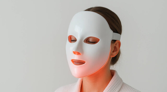 Kobieta w masce ledowej na twarzy