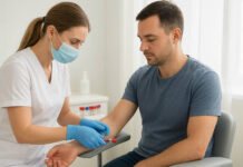 WZW C – objawy, diagnostyka i możliwości leczenia Mężczyzna podczas pobierania krwi w kontekście choroby WZW C