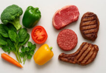 Mięso w kontraście z warzywami, dieta carnivore