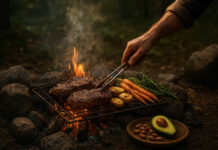 Grill, na grillu mięso i warzywa na styl diety paleo