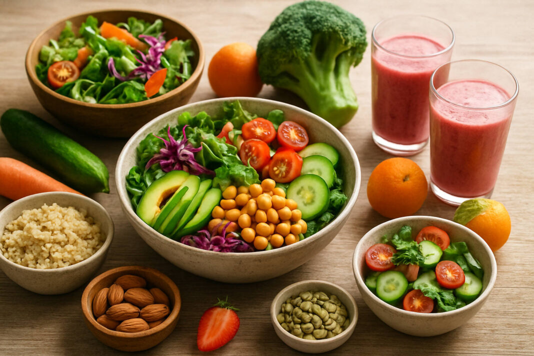 Produkty i składniki diety wegańskiej na stole